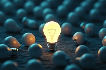Hand-holding lightbulb with brain on bokeh background for creative and smart thinking idea concept. Beautiful simple AI generated image