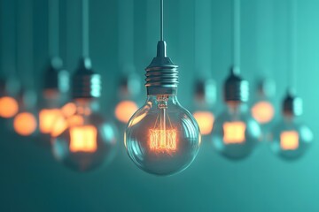 Close-up of hands holding a glowing light bulb with network lines, symbolizing innovation and creativity.. Beautiful simple AI generated image