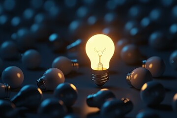 A close-up of a human hand holding a light bulb with a glowing brain inside, representing creativity and innovation. Beautiful simple AI generated image