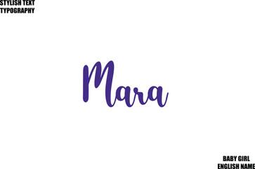 Baby Girl Name Stylish Cursive Text Typography  Mara