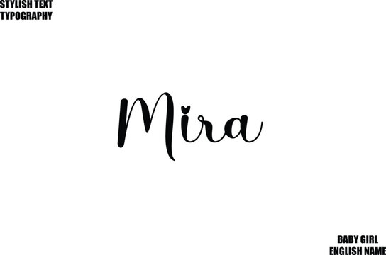Baby Girl Name Stylish Cursive Text Typography Mira