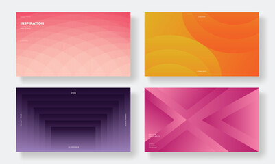 Set of template background design vector. Collection of creative abstract gradient vibrant colorful perspective geometric shape background. Art design for business card, cover, banner, wallpaper.