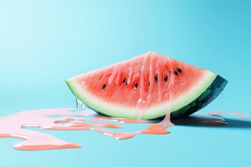 19. "A vibrant close-up of a slice of watermelon isolated on a pure white background, showcasing its hydration and vitamin content. Beautiful simple AI generated image