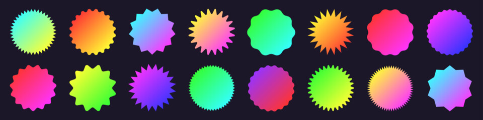 Brutalist geometric shapes, modern symbols. Colorful neon label, sticker, simple primitive star element and form. Retro design, trendy contemporary minimalist style, y2k. Vector illustration