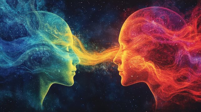 visual representation showing telepathic waves linking brains, capturing essence of telepathic communication concept in a banner