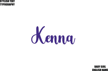Fototapeta premium Female Name - in Stylish Cursive Typography Text Kenna