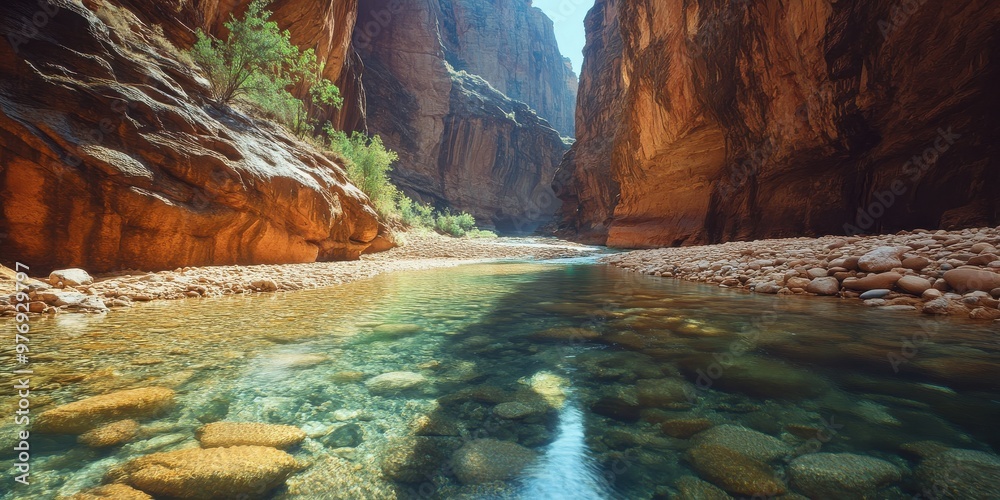 Wall mural clear river running through a canyon