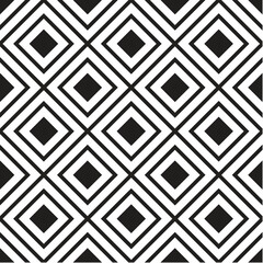 A repetitive geometric pattern featuring diamonds and squares in black and white.