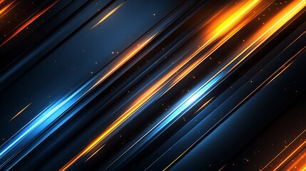 Obraz premium Abstract Diagonal Lines with Glowing Orange and Blue Stripes