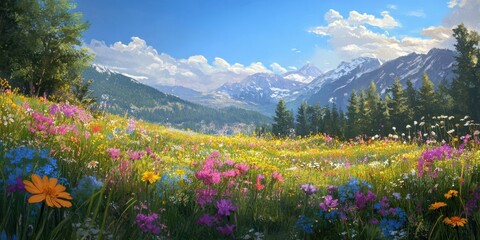 Fototapeta premium meadow filled with wildflowers 