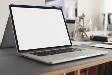 Blank Laptop Screen mockup on Office Desk