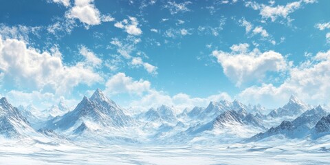 Fototapeta premium snowy mountain range under a blue sky 