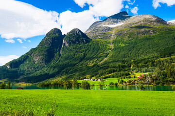 Obraz premium Norway Nordfjord panorama and mountain landscape