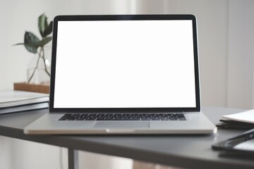 Blank Laptop Screen mockup on Office Desk