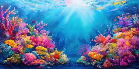Fototapeta premium vibrant coral garden beneath the ocean