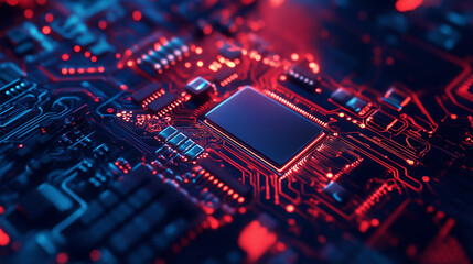 Fototapeta premium electronic circuit board with processor