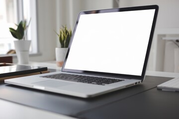 Fototapeta premium Blank Laptop Screen mockup on Office Desk