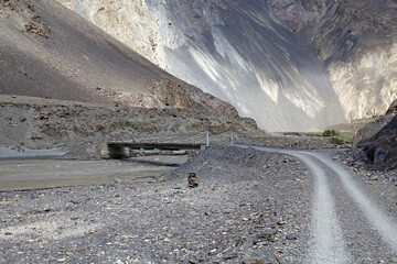 Landscape along the Bartang River in the Gorno-Badakhshan region in Tajikistan