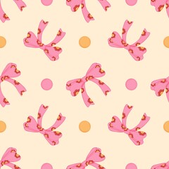Obraz premium Cute retro bows seamless pattern.For fabric, packaging paper, scrapbooking.