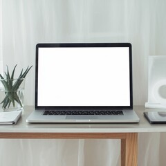 Fototapeta premium Blank Laptop Screen mockup on Office Desk