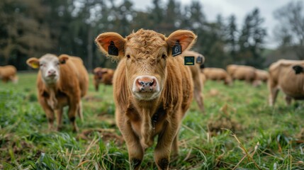 A farm where animals are tagged with RFID chips for real-time tracking and health monitoring.
