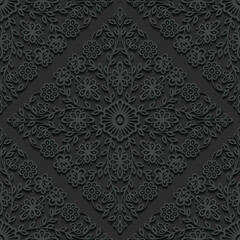 A decorative pattern featuring intricate floral designs in a dark color scheme, suitable for backgrounds or textile prints.