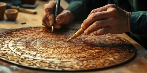 Obraz premium mandala being carefully crafted