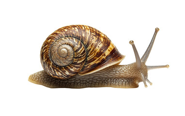 Garden snail on transparent background, png	