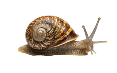Garden snail on transparent background, png	