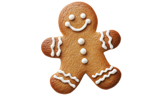 Gingerbread man on transparent background, png	 - Powered by Adobe