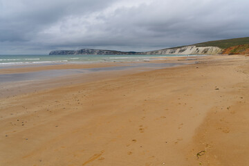 Wide sweeping sands of Compton Bay on the Isle of Wight.