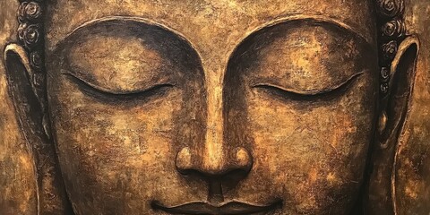 serene face of a meditating Buddha 