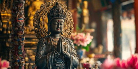 Obraz premium statue of Avalokiteshvara in a shrine 