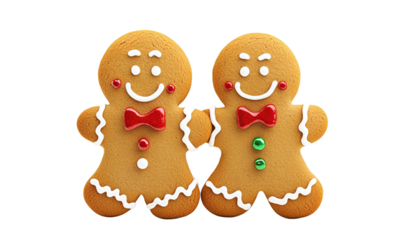 Gingerbread christmas cartoon on transparent background, png	
