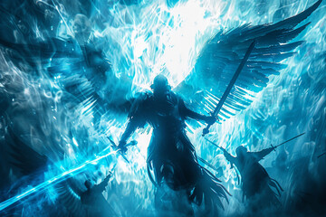 Beautiful angel guardian generative Ai illustration