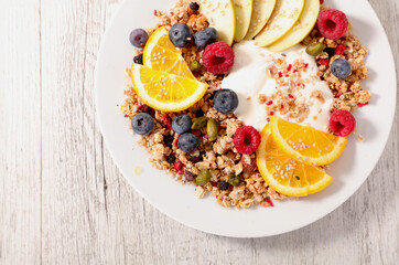 Healthy Breakfast with Granola, Cereal, and Fresh Fruits – Wholesome Meal