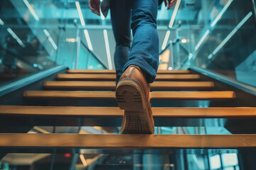Fototapeta premium Successful sportsman businessman moving forward reaching goal aim, Generative AI