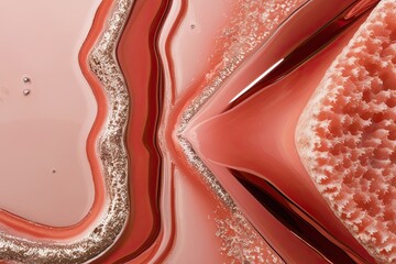 Pale Coral Abstract Design with Bright Reflection and Textured Age Effects