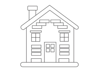 Vector line art cottage illustration featuring minimal design for rural homes.