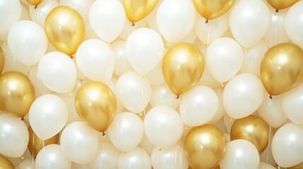 Gold and White Balloons Party Decoration Background