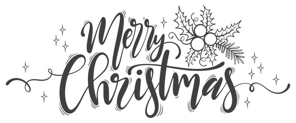 Merry christmas text. Vector handwritten holiday lettering. Merry Christmas calligraphy text. Vector eps