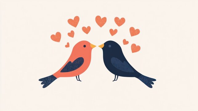 birds kissing with hearts, love concept clip art preview