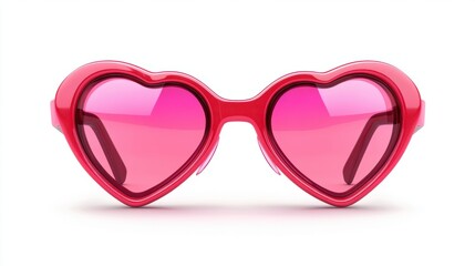 A pair of heart-shaped sunglasses icon in red and pink, isolated on a white background.
