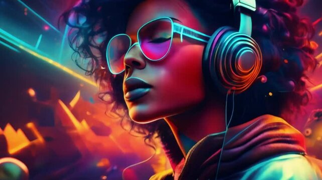 disco woman with headphones