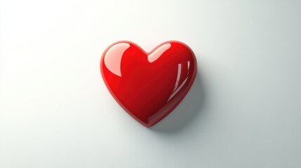 A simple red heart icon on a white background with soft shadows, giving it an effect.