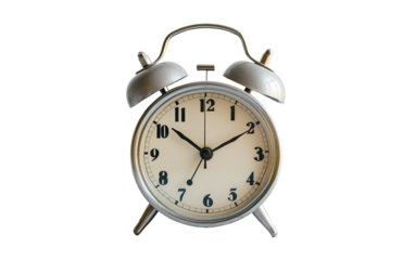 Funny retro alarm clock  on transparent background, png	