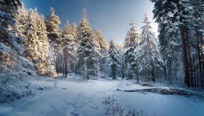 Obraz premium Snowy woodland scene