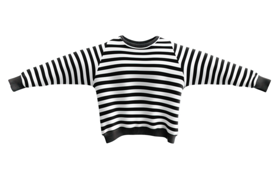 Flying striped sweatshirt on transparent background, png