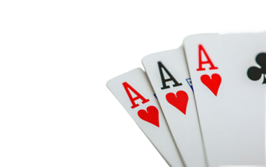 Four aces playing cards  on transparent background, png	