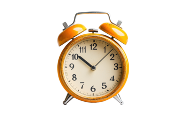 Funny retro alarm clock  on transparent background, png	